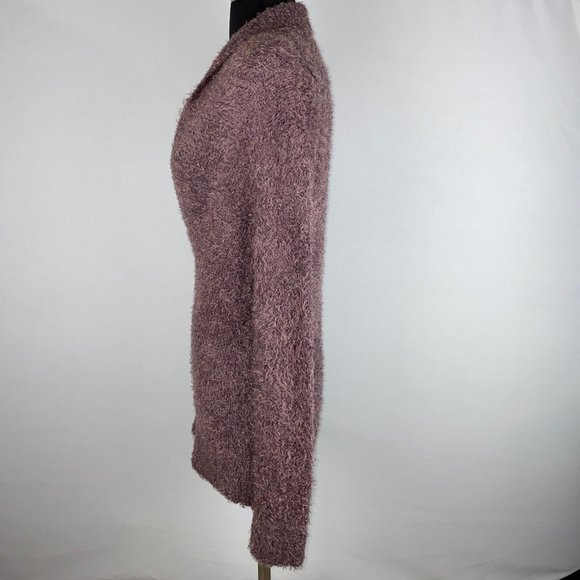 BCBGMAXAZRIA Sweater Women's Size S Fuzzy Knit Shawl Collar Plunging V-Neck 90s - Picture 5 of 12